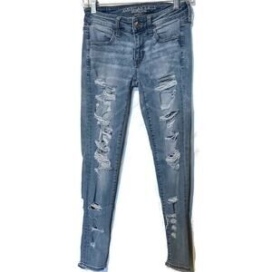 American Eagle Outfitters Super Stretch Jegging Distressed Misses Size 2 Skinny